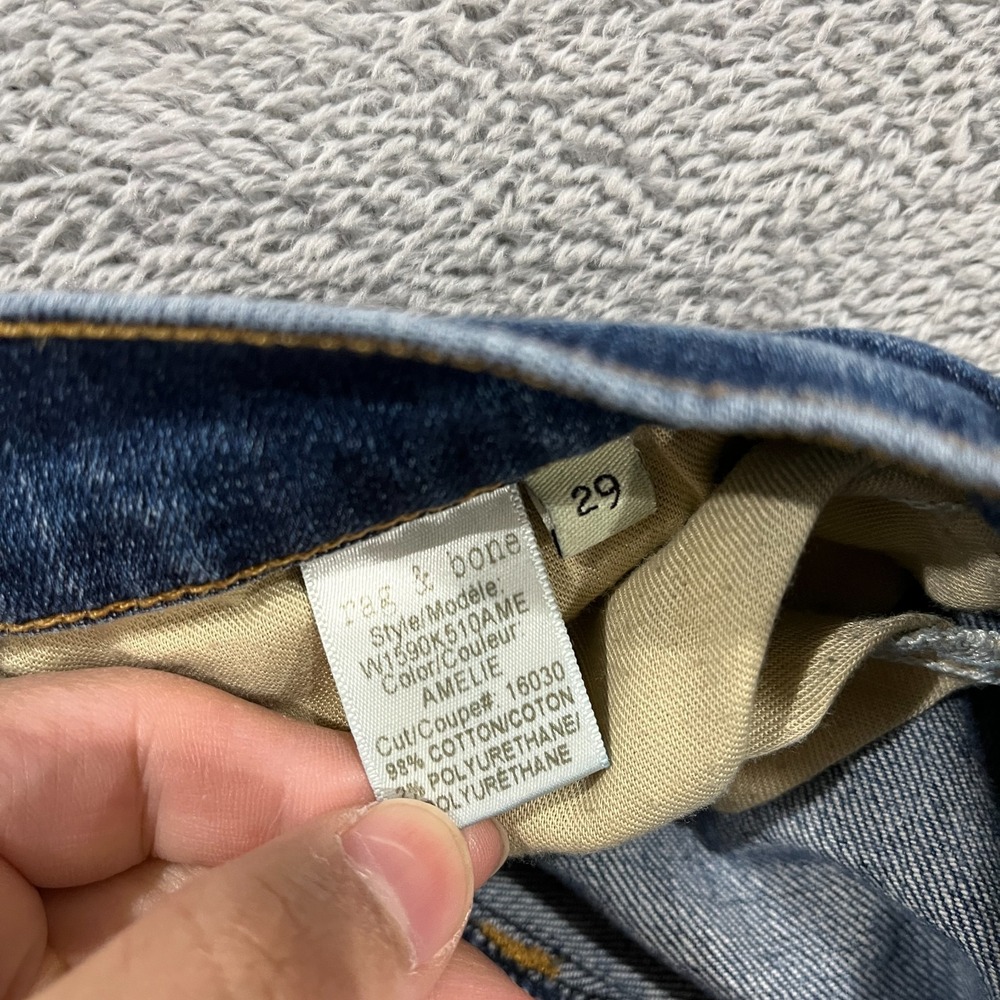 Rag & Bone Skinny Raw Hem Jeans in Amelie 29 Low Rise Western Blue Denim Y2K - Picture 4 of 12